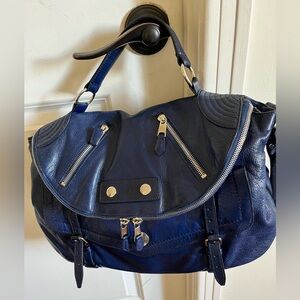 Alexander McQueen Cobble Blue Faithful Hobo Handbag/Shoulder Bag